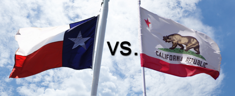 texas, california, texas vs california